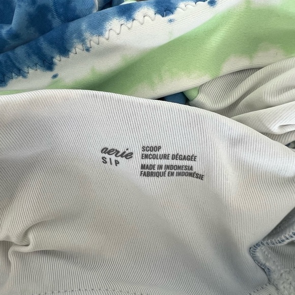 Aerie Women's Printed Tie Banded Wide Strap Scoop Bikini Top Tie Dye Size Small - Picture 3 of 8